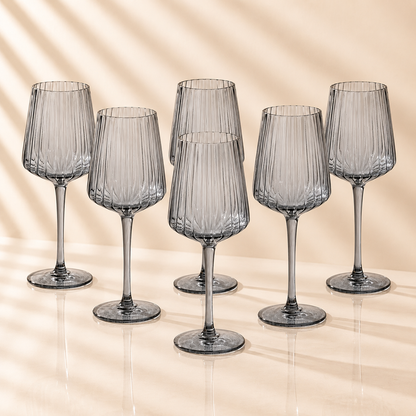 Smoked Wine Glasses-6 Pc 16 Oz