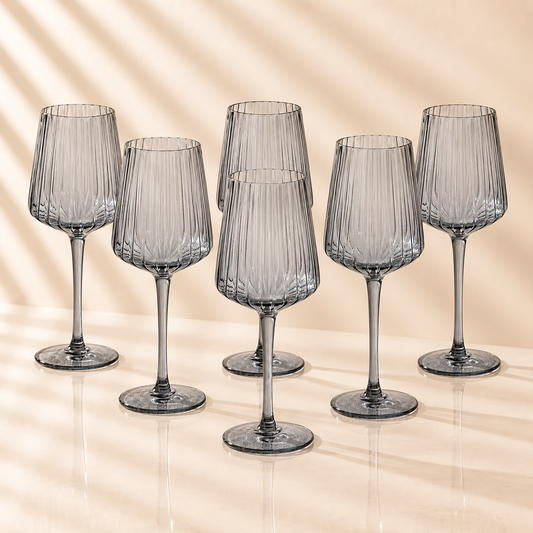 Smoked Wine Glasses-6 Pc 16 Oz