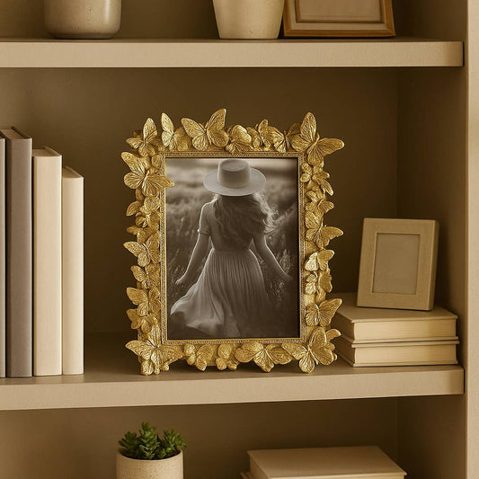 Photo Frame - Gold Polyresin Butterfly in Bloom  5x7 in.