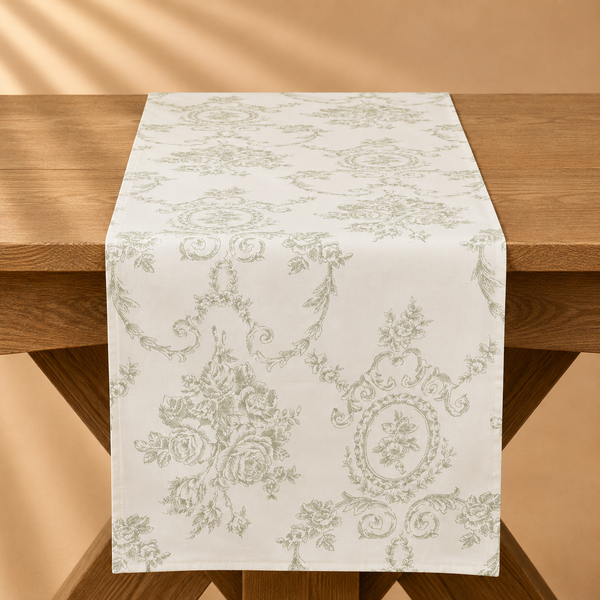 Toile Floral Olive Runner 16”x72”