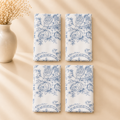 Toile Floral Indigo Napkin Set of 4