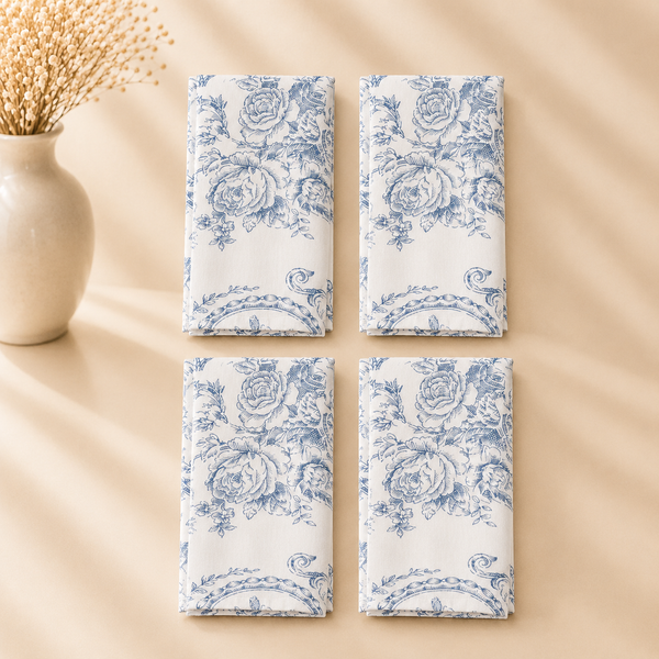Toile Floral Indigo Napkin Set of 4