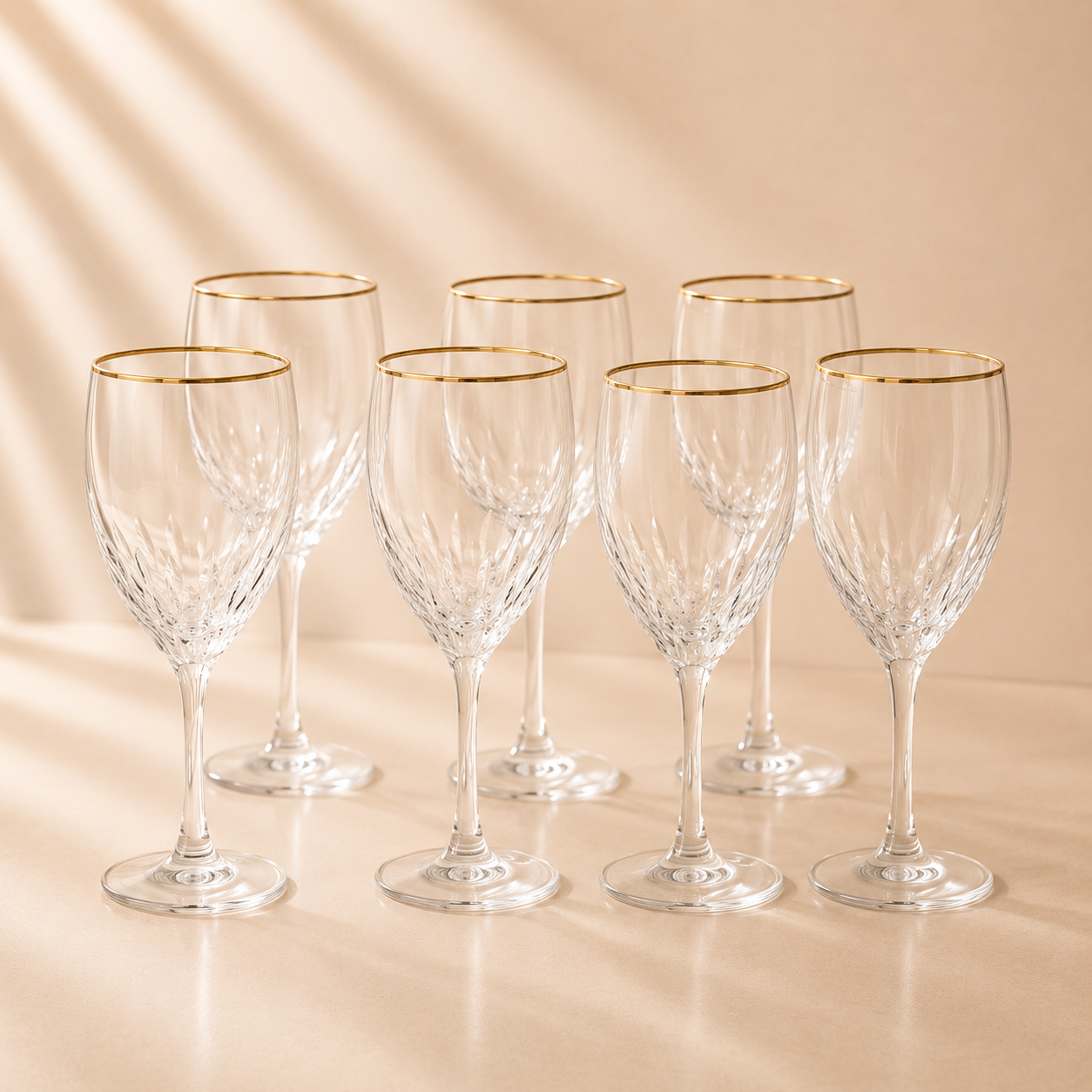 Optic Glasses with Gold Rim Set of 6