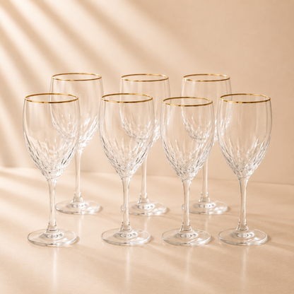 Optic Glasses with Gold Rim Set of 6