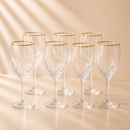 Optic Glasses with Gold Rim Set of 6