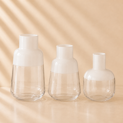 White & Clear Glass Bud Vase Set of 3
