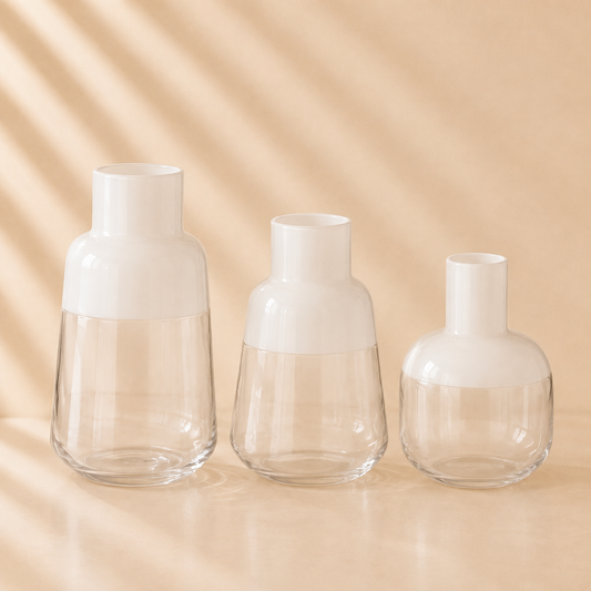 White & Clear Glass Bud Vase Set of 3