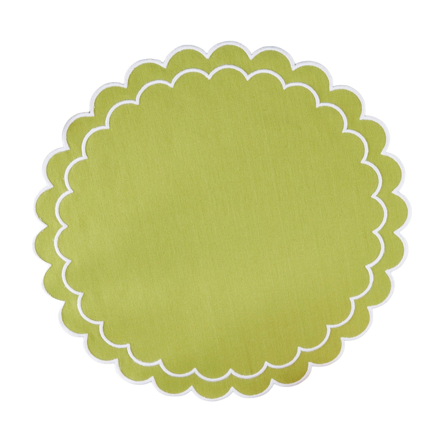 Round Scalloped Cotton Placemats: Black / 15"