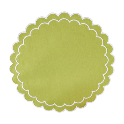 Round Scalloped Cotton Placemats: Black / 15"