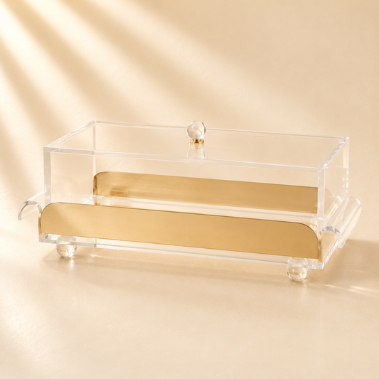 Rectangle Gold Side Tray with Cover