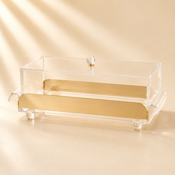 Rectangle Gold Side Tray with Cover