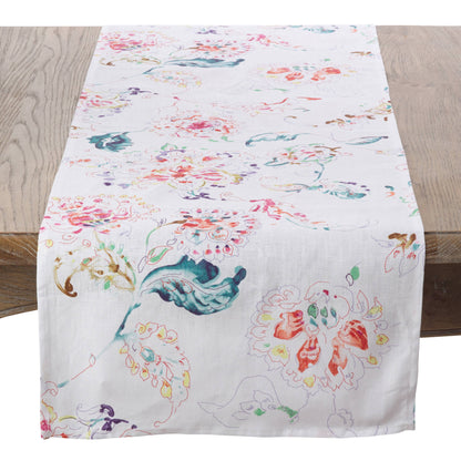Modern Floral Linen Blend Table Runner: Marigold / 16"x72"