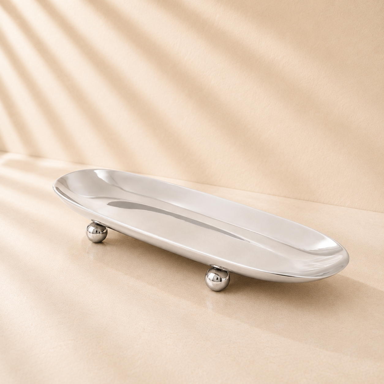Temari Oval Platter Stainless Silver
