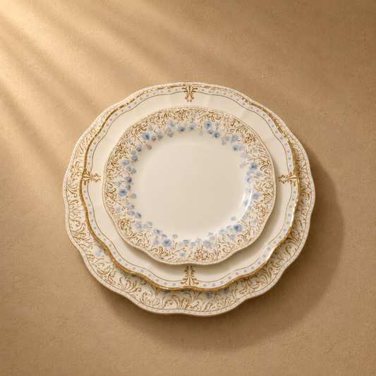 Clove Gold and Blue Accent 16pc Dinnerware Set Service for 4