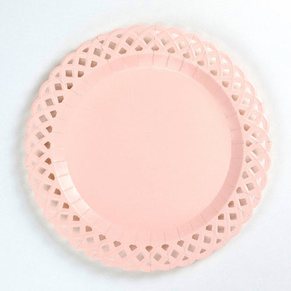 Pink Basketweave Dinner Paper Plates 8pk