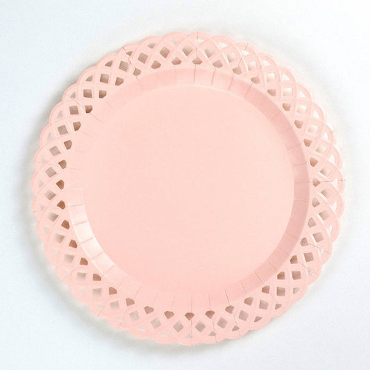Pink Basketweave Dinner Paper Plates 8pk