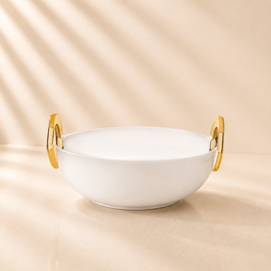 Ceramic Bowl with Gold Loop Handle