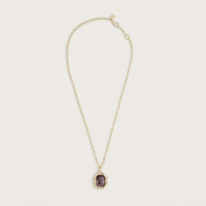 Bamboo with Stone Pendant Necklace Amethyst