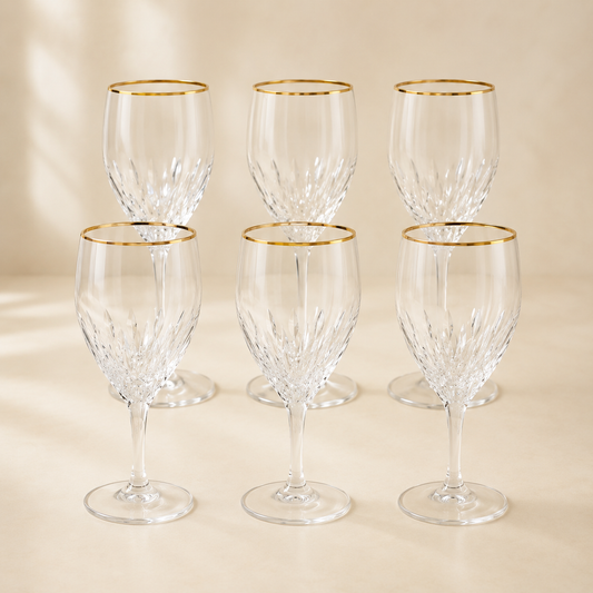 Optic Glasses with Gold Rim Set of 6