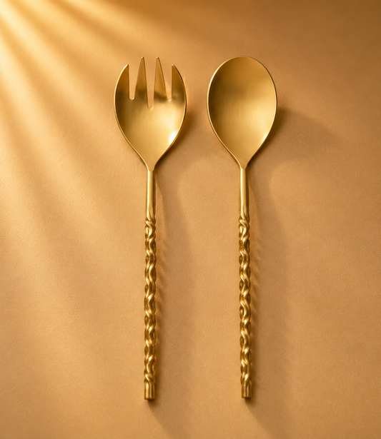 Gold Curls Salad Servers