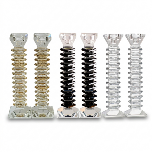 Stacked Crystal Candlesticks Set of 2
