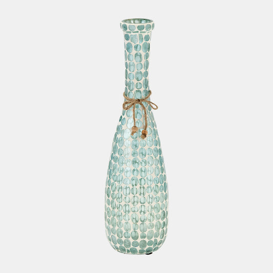Blue Glass Mosaic Vase 13"