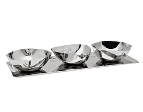 Stainless Steel 3 Part Dip Bowls With Tray - Jubilee Party