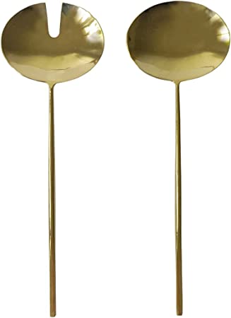 Gold Oval Square Salad Servers - Jubilee Party