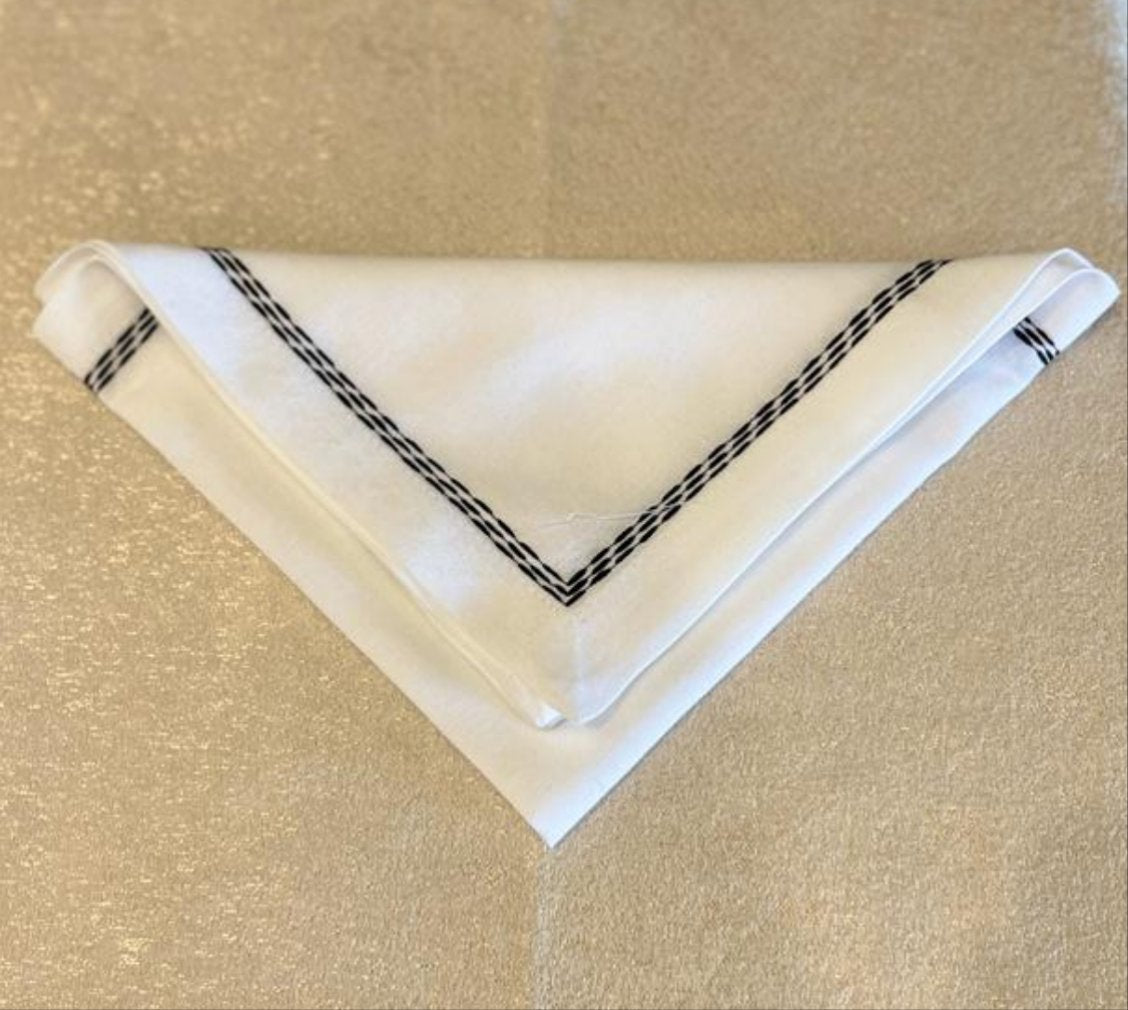 Washable Black Single Hem Stitched Linen Napkin - 20" X 20" - Jubilee Party