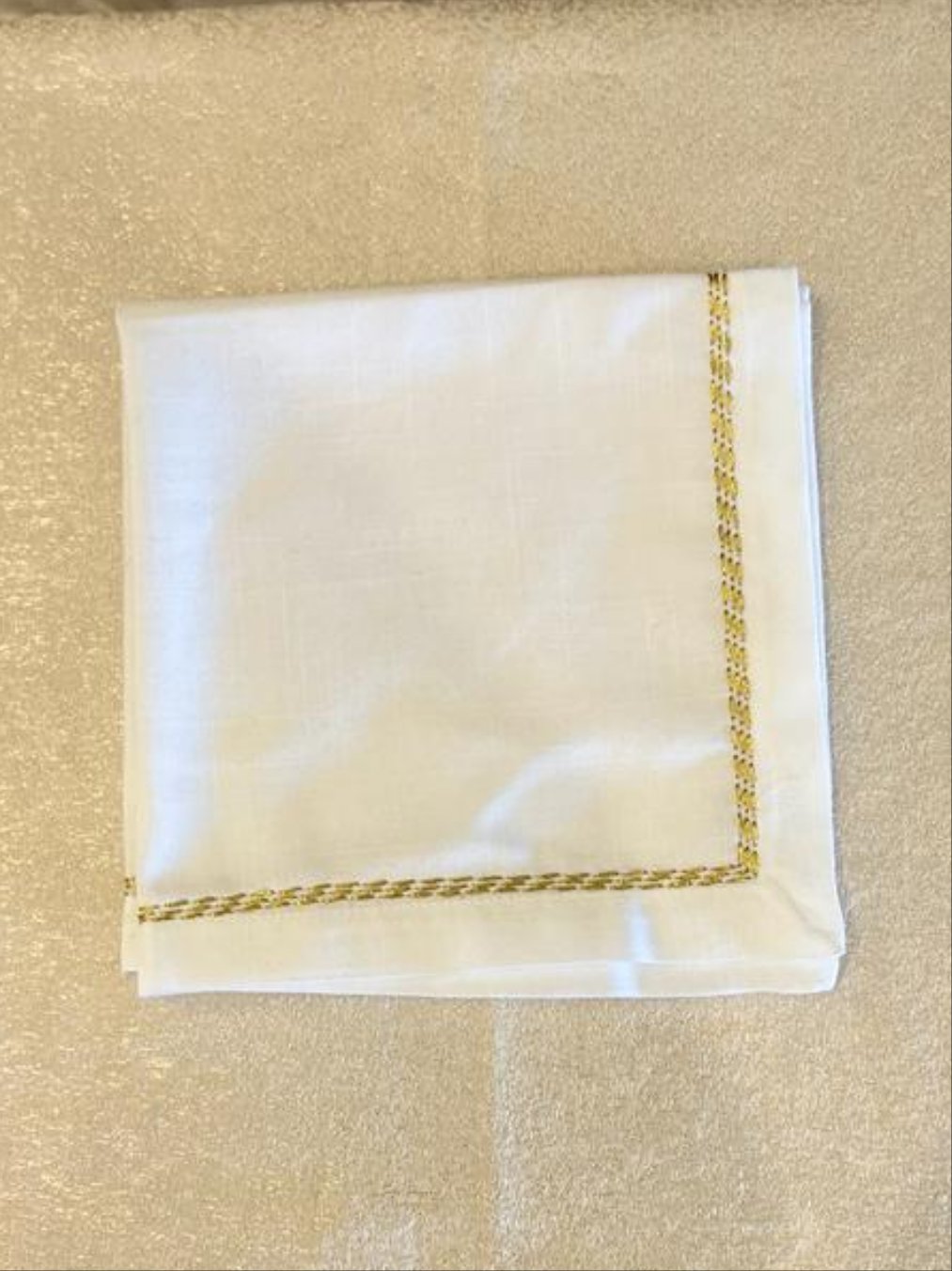 Washable Gold Single Hem Stitched Linen Napkin - 20" X 20" - Jubilee Party