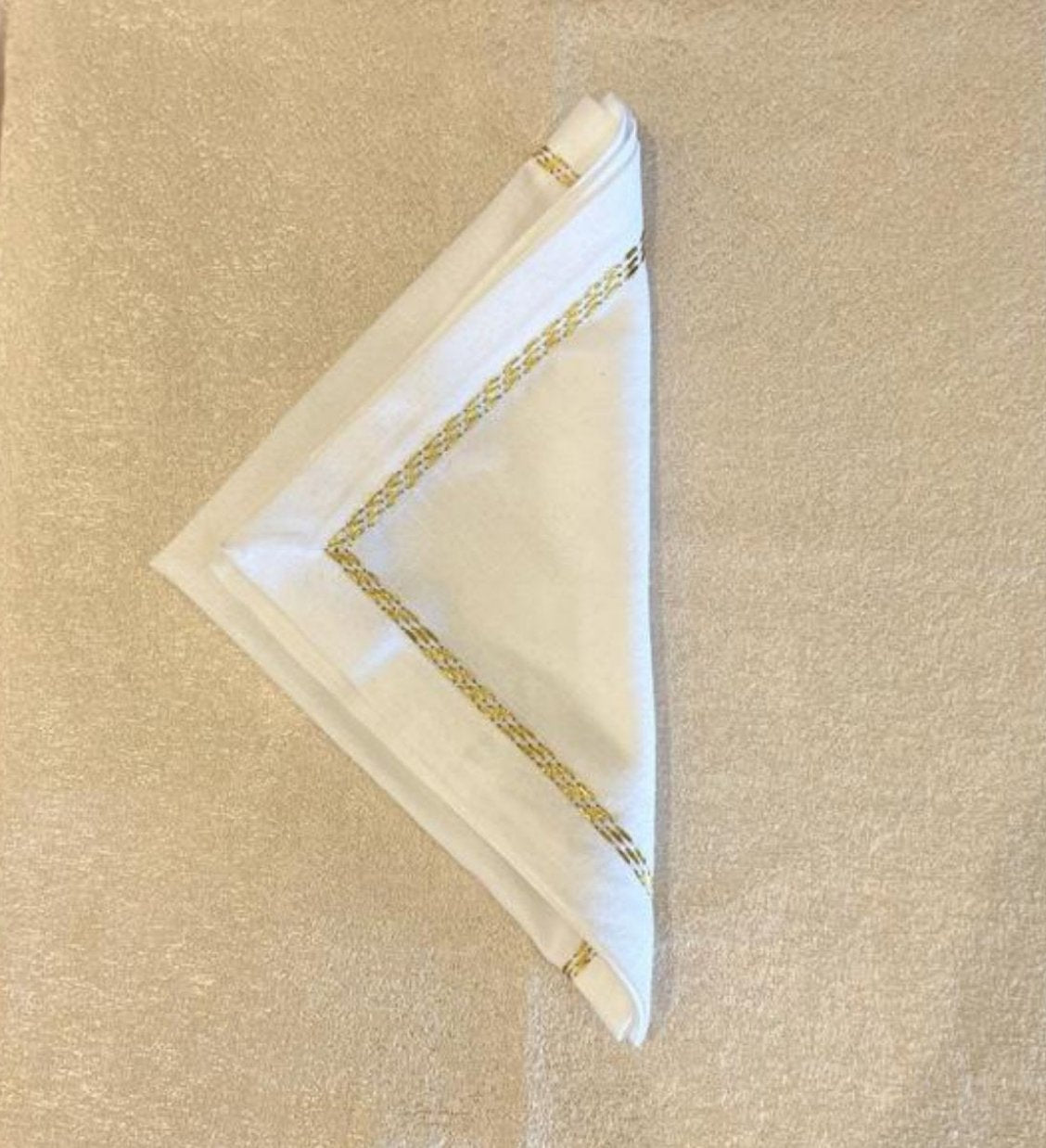 Washable Gold Single Hem Stitched Linen Napkin - 20" X 20" - Jubilee Party