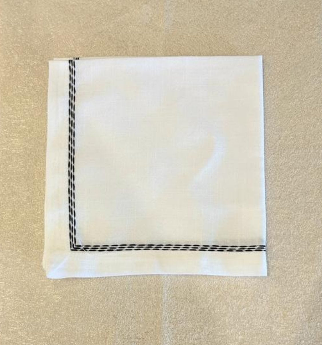 Washable Black Single Hem Stitched Linen Napkin - 20" X 20" - Jubilee Party