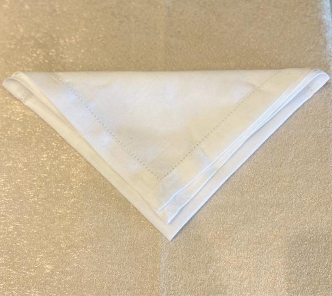 Washable White Single Hem Stitched Linen Napkin - 20" X 20" - Jubilee Party