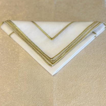 Washable Gold Double Stitched Linen Napkin - 20" X 20" - Jubilee Party