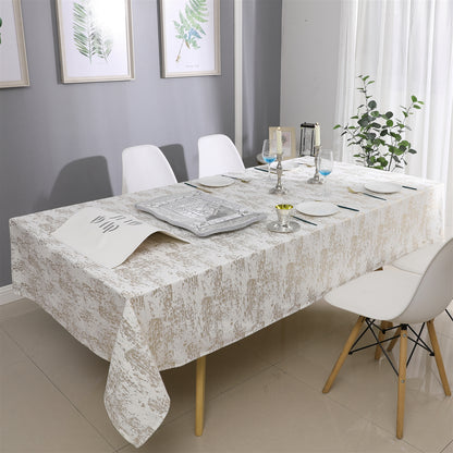 Velvet Tablecloth White Gold Mosaic Print - Jubilee Party