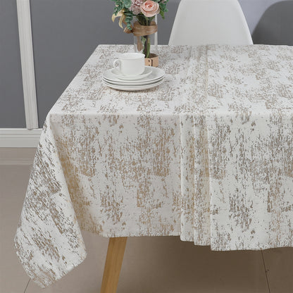 Velvet Tablecloth White Gold Mosaic Print - Jubilee Party