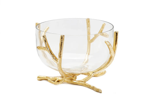 Gold Twig Base Glass Bowl - Jubilee Party
