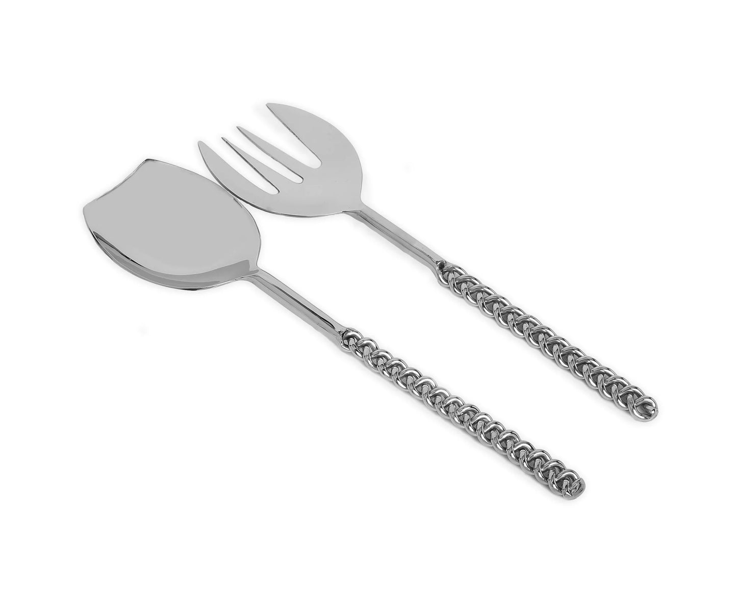Silver Twisted Handle Salad Servers - Jubilee Party