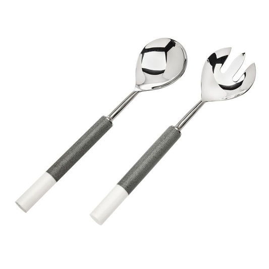 Two Tone Grey/White Salad Servers - Jubilee Party