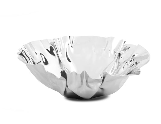 Stainless Steel Round Wavy Design Bowl 12.5" - Jubilee Party